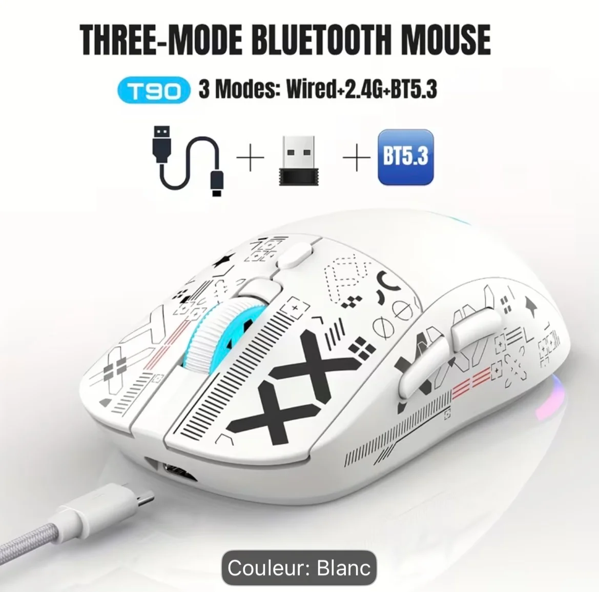 Souris Gaming Sans Fil Tri-Mode HXSJ